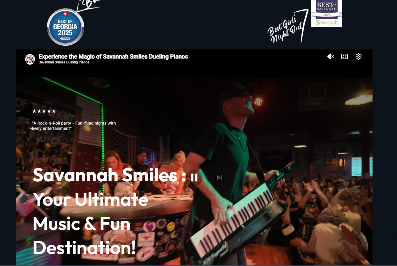 Savannah Smiles Dueling Pianos website homepage